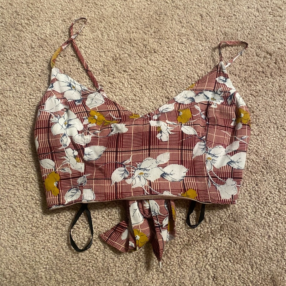 Self Tie Patterned Simple Summer Top